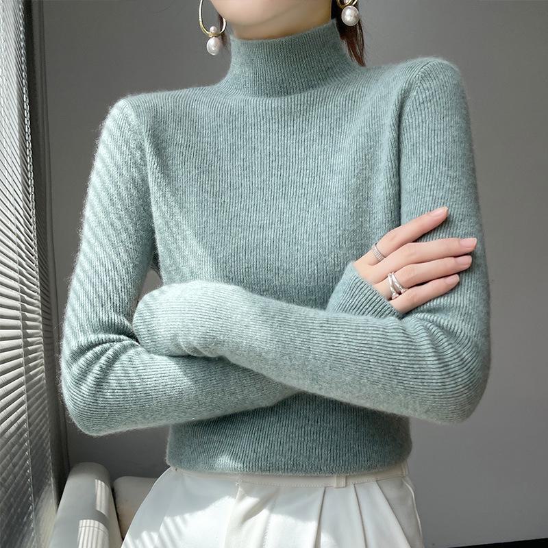 Elegant Slim Fit Ladies' Knitted Pullover Sweater - Autumn/Winter Collection