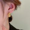 Chunky Hoop Earrings for Women Golden Silver Color Rhinestones Metal Round Loop Dangle Earrings Simple Statement Jewelry Gift