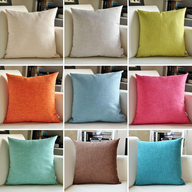 Modern Simple Style Linen Pillow Pure Color Elegant Office Bedside Cushion Cover Fabric Back Sofa