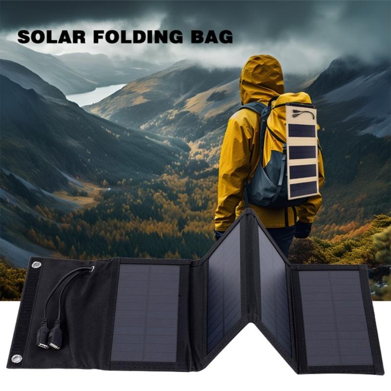 10 Вт, 5 В, портативная складная солнечная панель с двойным USB-портом для активного отдыха, пеших прогулок, кемпинга, велоспорта, водонепроницаемое зарядное устройство