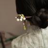 White Flower Hair Sticks Forks Retro Chinese Style Wooden Hair Pins Side Clips Pendant Headpieces Women Hair Bun Maker Jewelry
