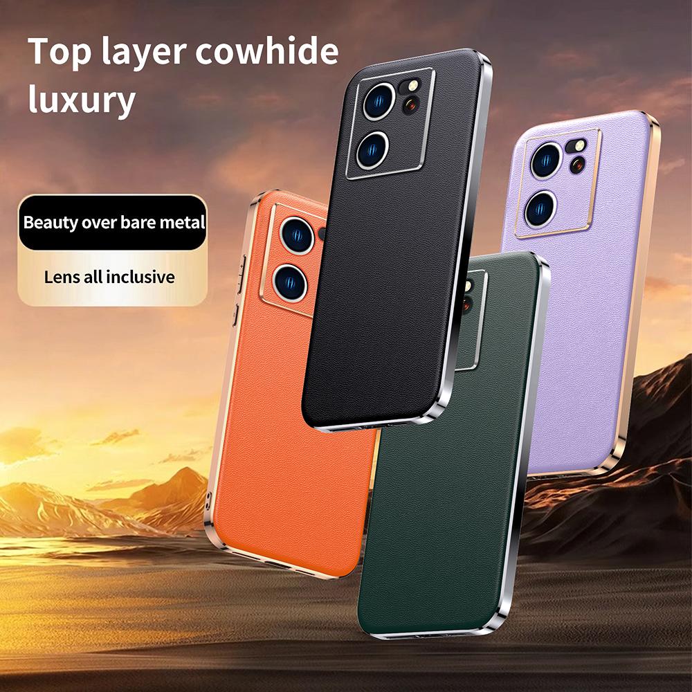 Чехол для телефона из натуральной кожи для Xiaomi Mi 13T 13TPro 14 Pro 13 13Ultra Luxury Plating Full Lens Protection Back Cover