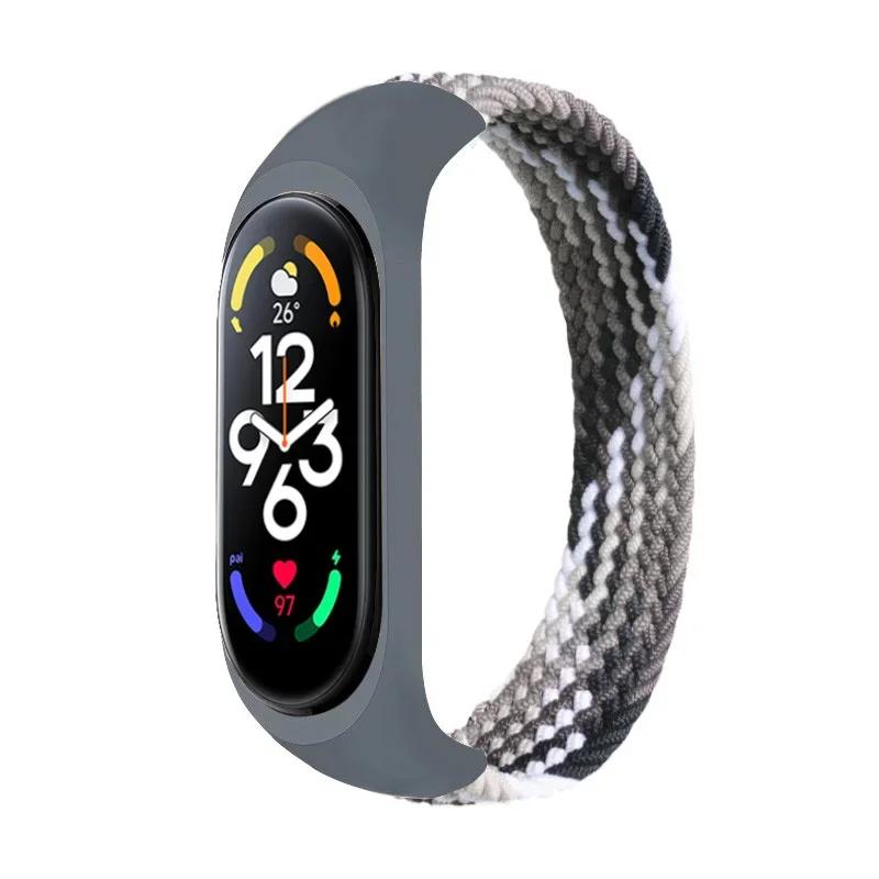 Браслет для Xiaomi Mi band 6 7 Ремешок Нейлоновый плетеный solo loop pulseira браслет Miband5 Ремешок на запястье ремешок Mi band 5 4 3 6 correa
