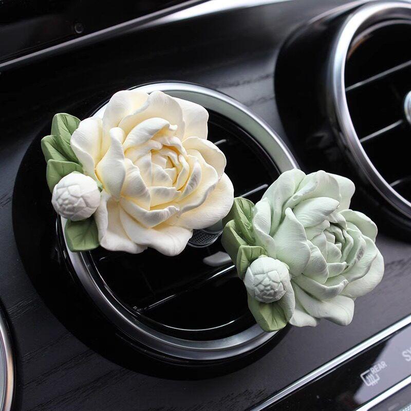 Jasmine Flower Car Perfume Aromatherapy Car Air Conditioner Vent Decoration Diffuser Stone Flower Car Interior Ornament Goddess Style