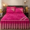 Зимняя кружевная бархатная простыня на резинке, подзор для кровати, встроенное покрывало, съемное и моющееся стеганое короткое плюшевое покрывало для кровати