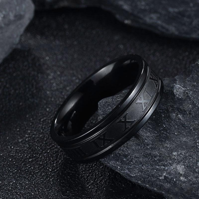 Модное мужское кольцо унисекс с римскими цифрами из нержавеющей стали, подарки для женщин, модное кольцо с крутым номером, свадебные украшения, простой черный панк