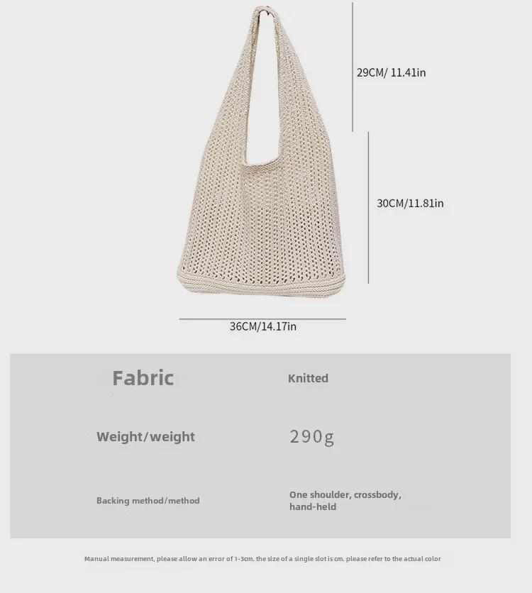 Вязаная сумка через плечо в корейском стиле Lazy Style - большая вместимость, однотонный цвет, алый дизайн, шерстяная сумка для покупок