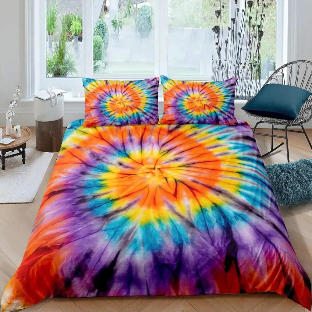 Tie Dye Duvet Cover Set Bohemian Hippie Spiral Bedding Sets Ethnic Boho  Comforter Cover Set Swirl Tie Dyed Pattern Quilt Cover