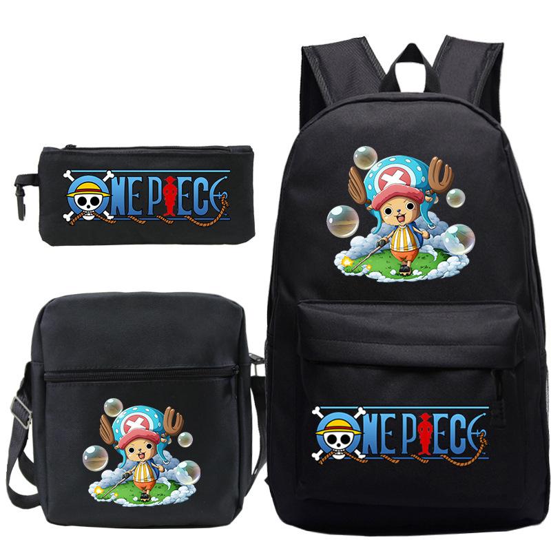 Ван Пис Луффи Периферийный Студенческий Школьный Рюкзак из Трех Частей Молодежный Рюкзак Сумка через Плечо Пенал