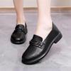 Casual Shoes Round Head Small Leather Shoes Women's Black First Layer Cowhide Basic Foot Loafers One Dropshipping