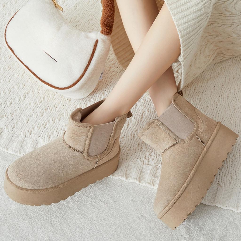 Женские зимние сапоги с зимним флисом и толстыми хлопковыми ботинками, женские сапоги с холодоизоляцией и теплыми хлопковыми ботинками, сапоги на толстой подошве