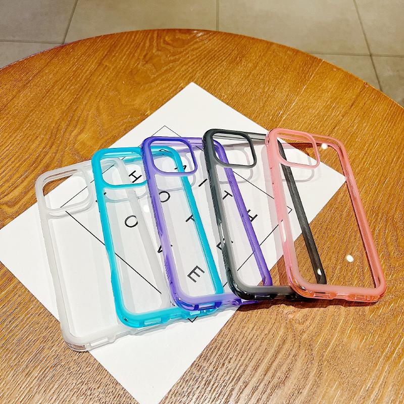 Новый чехол-бампер для iPhone 17 Pro Max Air 15 12 13 14 16 Pro Max, прозрачный, с однотонной рамкой, защита от падения по углам, HD