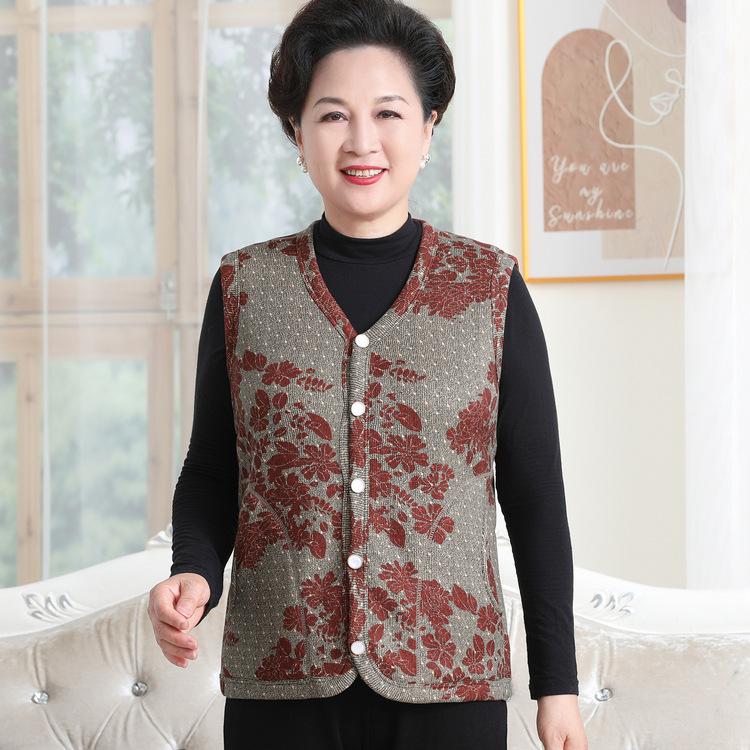 Seniors' Vest Female Grandma Autumn New Vest Jacket Mother Plus Velvet Thickened Vest Elderly Casual Clothes