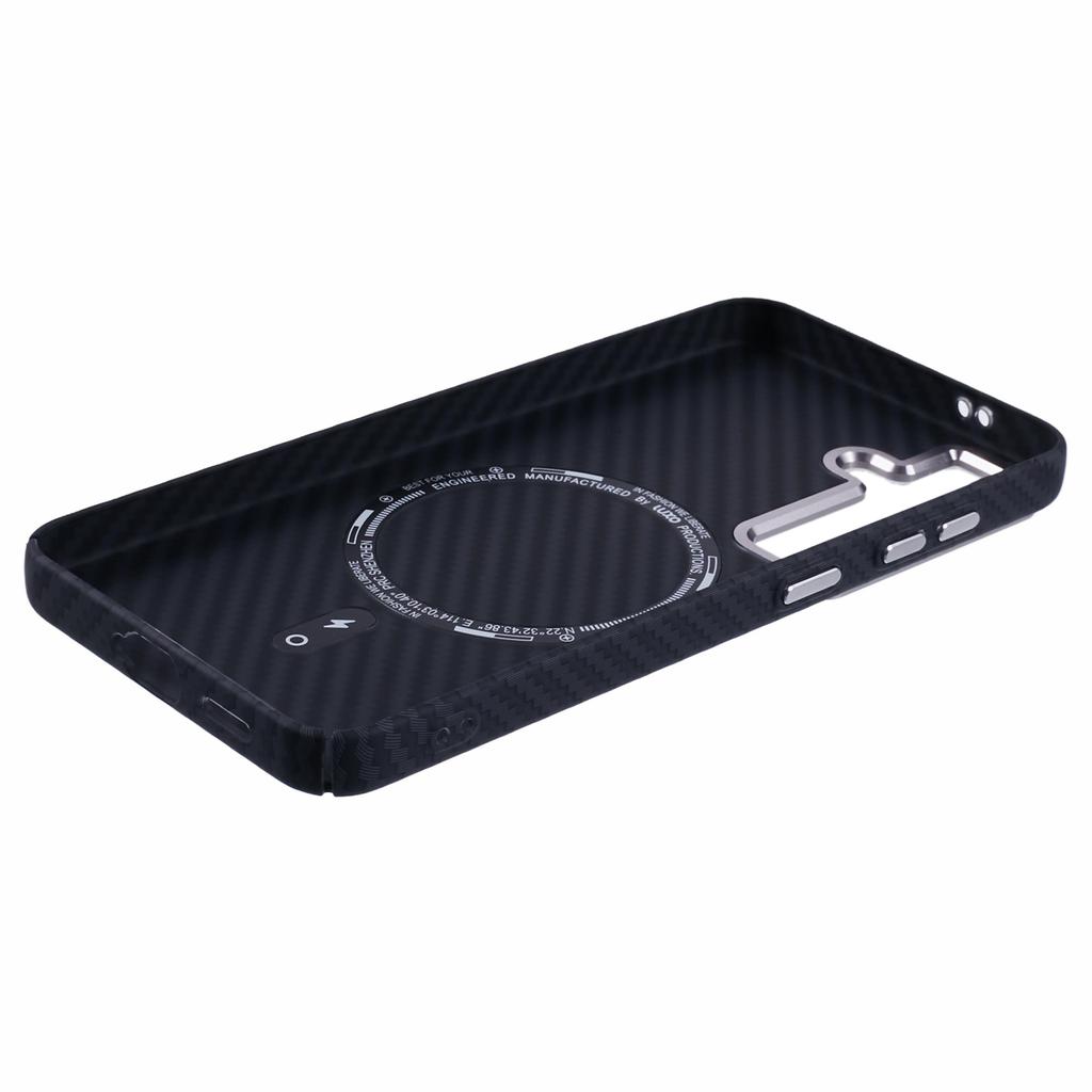 For Samsung Galaxy S25 Case Compatible with MagSafe Carbon Fiber Texture Water Transfer PC Phone Cover