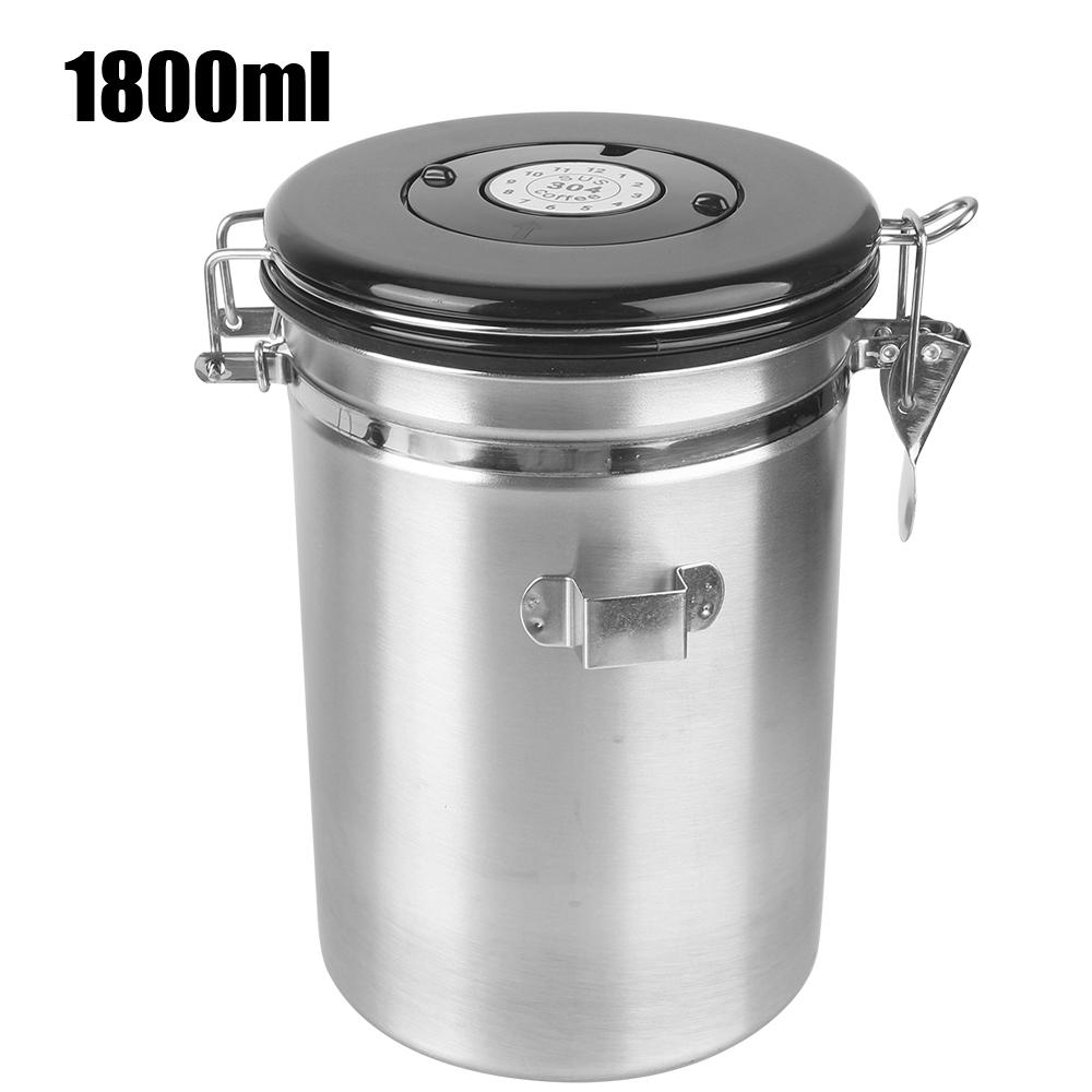 Storage Canister For Coffee Beans Airtight Lid Preserves Freshness Coffee Container with Co2 Valve Stainless Steel Coffeeware