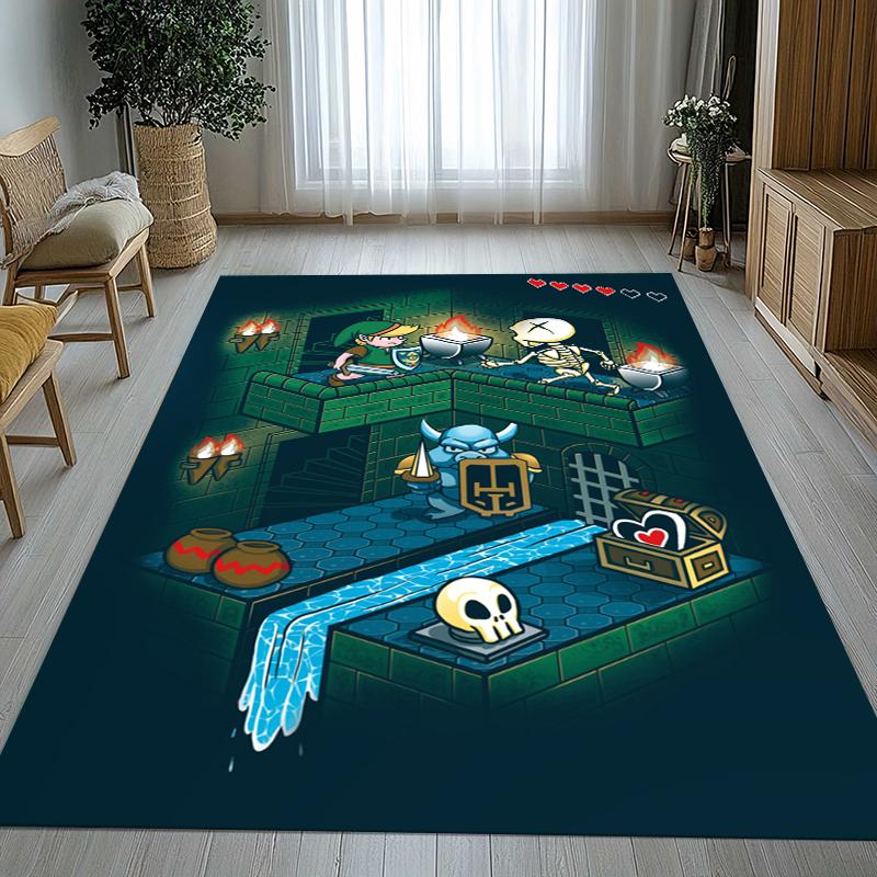 Retro Z-Zelda Cartoon Link Games Living Room Non-Slip Area Rug Soft Carpet for Bedroom Kids Playroom Sofa,Home Decor Doormat