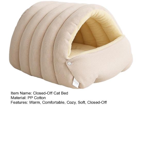Съемная Моющаяся Зимняя Закрытая Кошачья Кровать Мягкая Хлопковая Уютная Кошачья Кровать Пещера Складной Толстый Домик для Сна Питомца для Кошек Маленьких Собак
