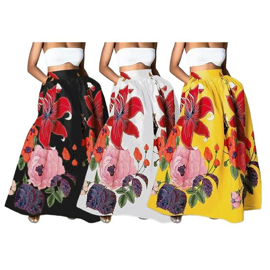 Женская макси-юбка с эластичной резинкой и высокой талией, длинная юбка с карманами