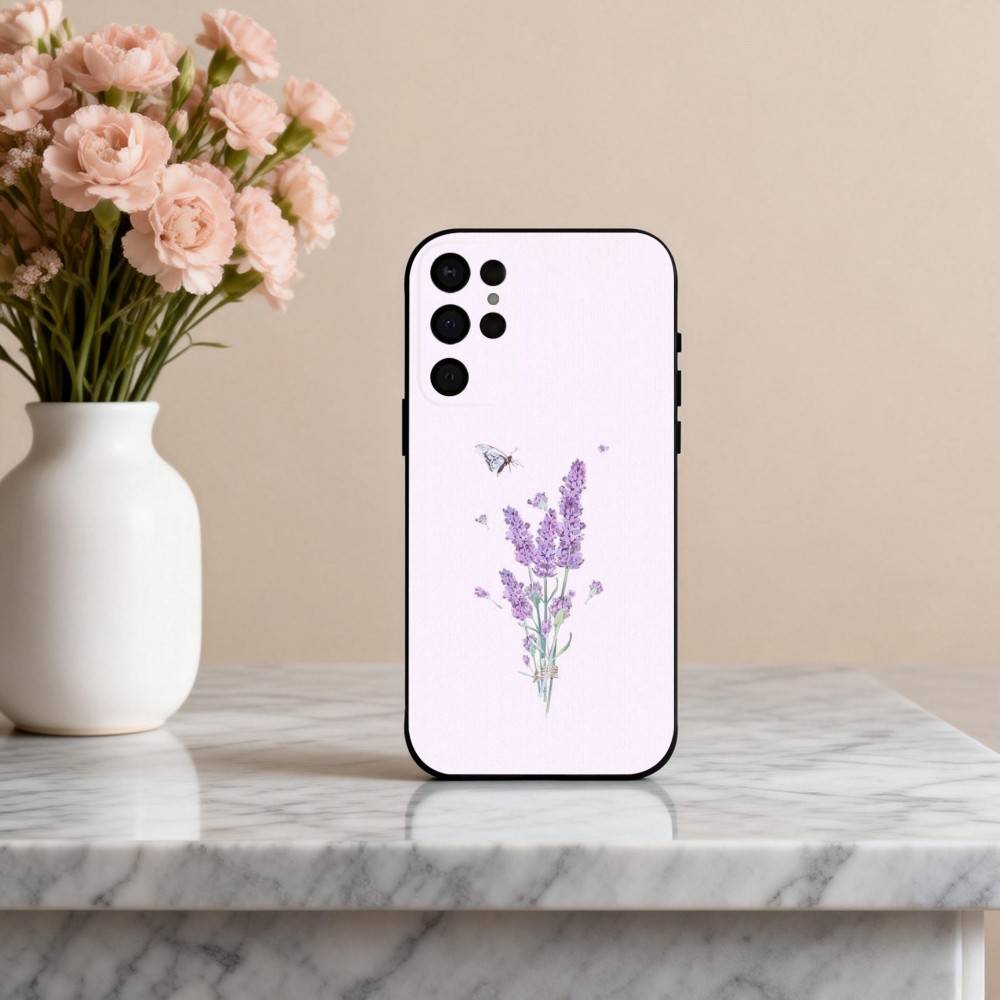 P-Purple L-lavender Phone Case For Samsung S25,24,23,22,30,21,10,9,Ultra,Plus,Lite,FE,4,5 G Soft Black Case
