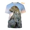 Men's and Women's T-shirt Casual Shirts Funny Loose Tops New Fashion Animal Leopard 3D Printing