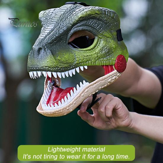 Электрический Головной Убор Головы Динозавра со Звуком Подвижным Ротом Кричащая Голова Дино Хэллоуин Костюм Партии Косплей Крышка Головы Велоцираптора Праздничные Атрибуты