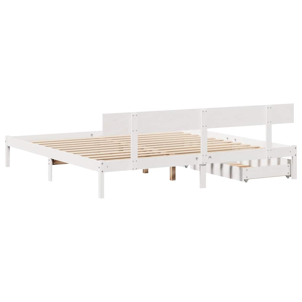 Vidaxl Rama Łóżka Bez Materaca, Biała, 180X200 Cm, Lite Drewno Sosnowe