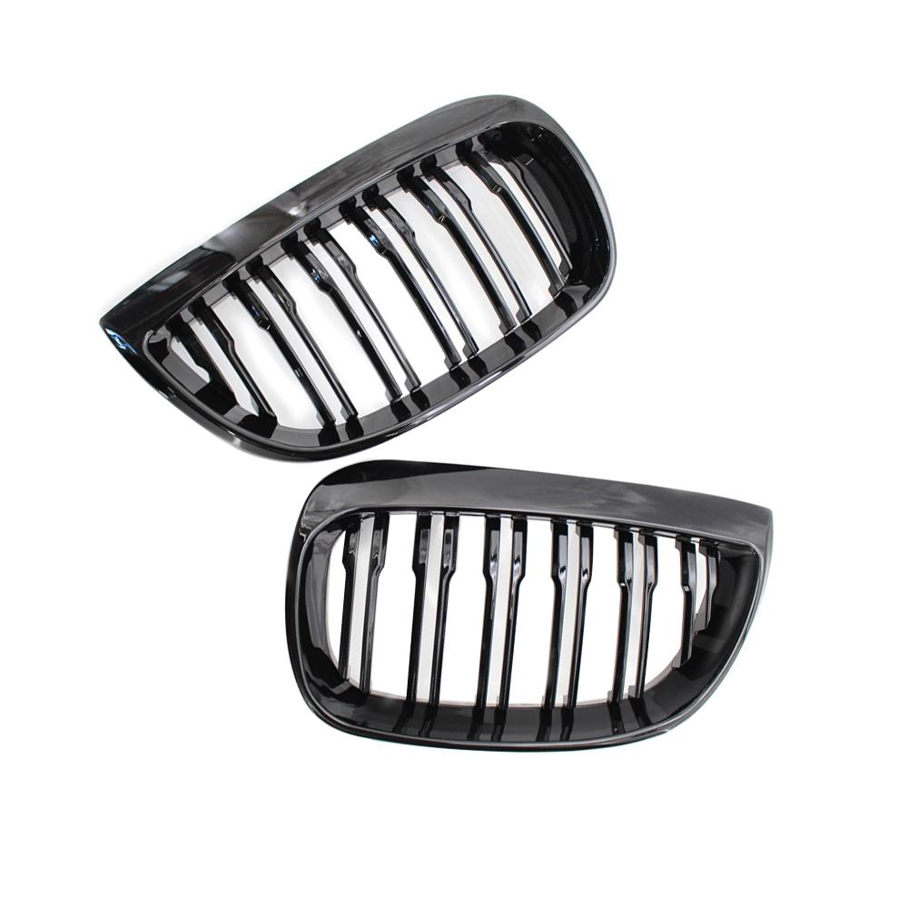 Передний бампер, решетка для почек, 2 планки для BMW 1 серии E81 E87 2004-2007, высококачественная гоночная решетка, глянцевый черный авто экстерьер