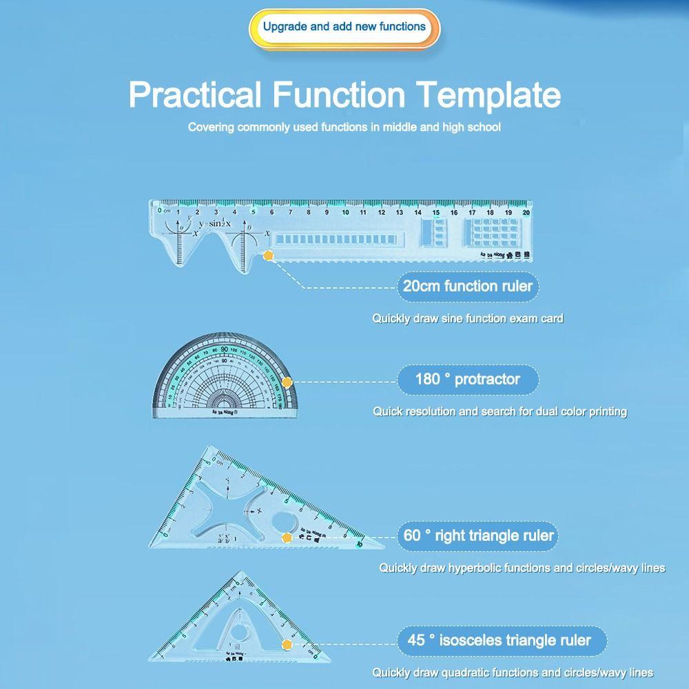 4 шт. Наборы по математике Чертежный набор Многофункциональный набор Линейка Портативная треугольная линейка Студент