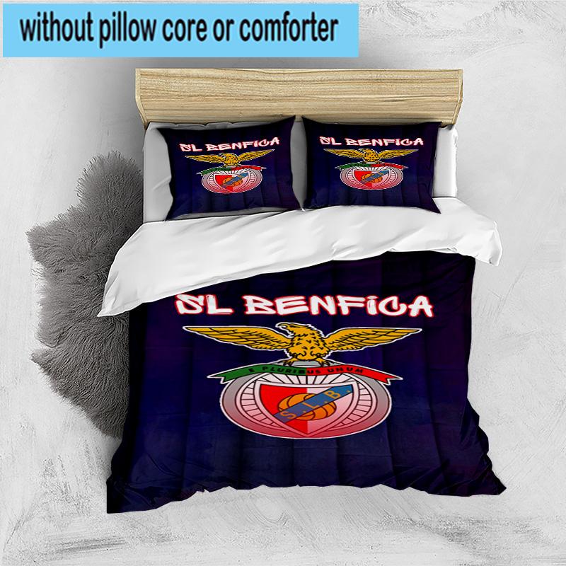 3pcs Benfica Football Club Printed Bedding Set Duvet Cover Closure Includes 1 Duvet Cover & 2 Pillowcases Bedding Sets Home Decor Gifts