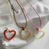 Sweet Hollow Heart Pendant Necklace Party Jewelry Fashion Statement Choker Simple Colorful Cord Collar Necklace