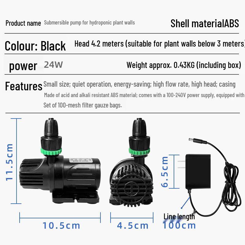 Self-Circulating Silent Water Pump for Indoor Plant Walls, Small Gardens, Fish Ponds, and Tanks