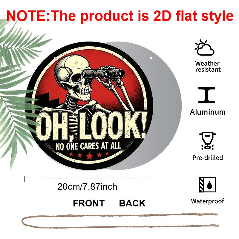 2D Flat, 1pc "Oh Look No One Cares At Al" Metal Wall Sign - Retro Aluminum Poster Suitable for Home, Bar, Bedroom, Office & Restaurant Decor