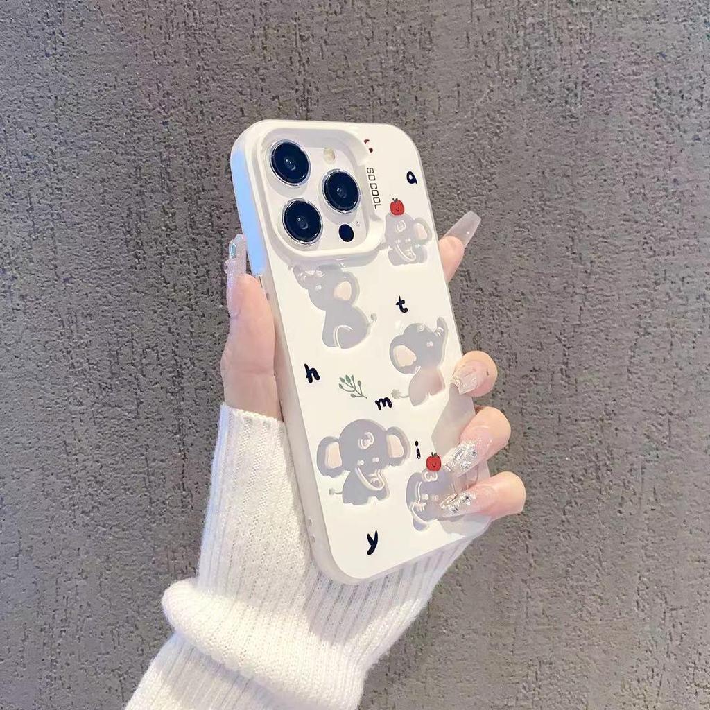 Летний серебряный чехол для телефона с мишкой для iPhone 17/16/15/14/13/12 Pro Max - 15 цветов, Пограничная ниша