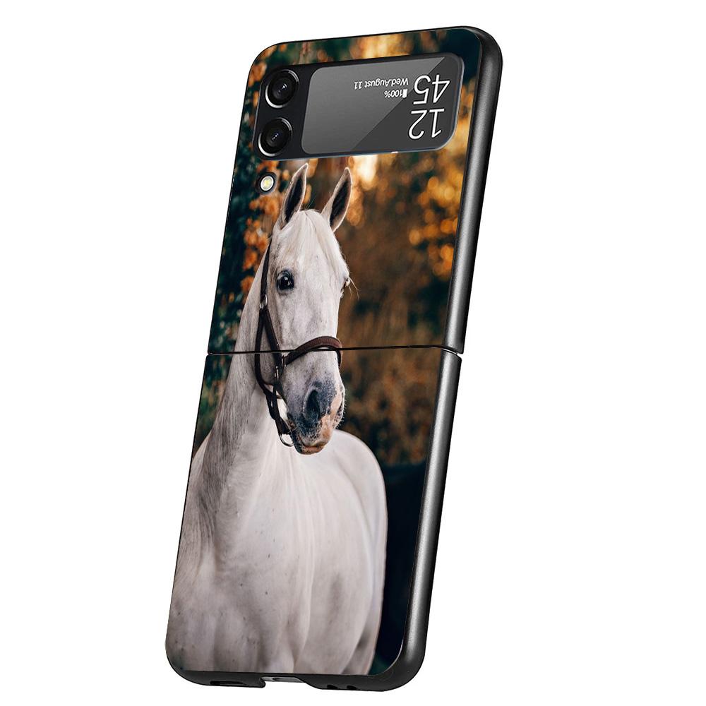 Horse Great Beauty Galloping Cover Phone Case For Samsung Galaxy Z Flip 7 6 5 4 3 5G Flip7 Flip6 Flip5 Flip4 Flip3 Black Fundas