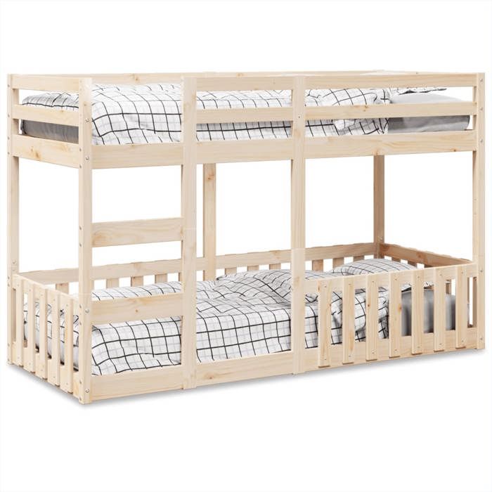 VidaXL Bunk Bed 90x190 Cm Solid Pine Wood, Low Bunk Bed Frame, Bedroom Furniture, Bed Frame 3308592