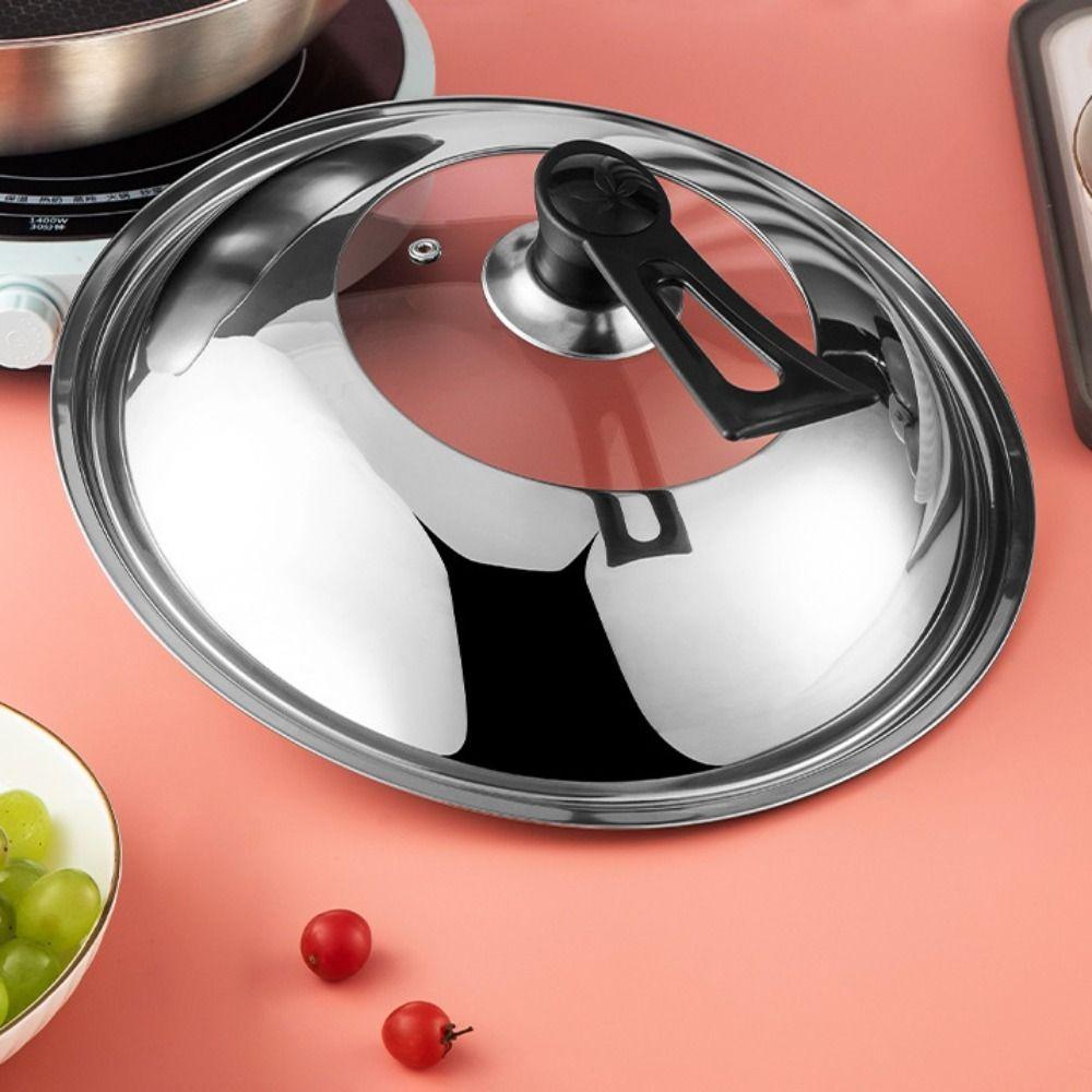 28/30/32/34/36/38CM Wok Cover Universal Frying Pan Lid Stainless Steel Visible Pot Lid Household