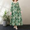 DIMANAF Новое 2025 Женское Весеннее Свободное Платье Большие Размеры Базовое Цветочное Винтажное Длинное Платье Элегантное Хлопковое Повседневное Платье Оверсайз