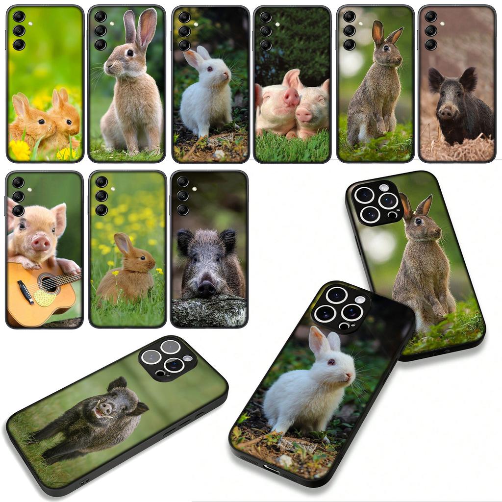 Cover for Apple iPhone 16 15 14 Plus 13 12 Mini 17 Pro Max + ProMax 16E Air Phone Case Rabbit Wild Boar Pig