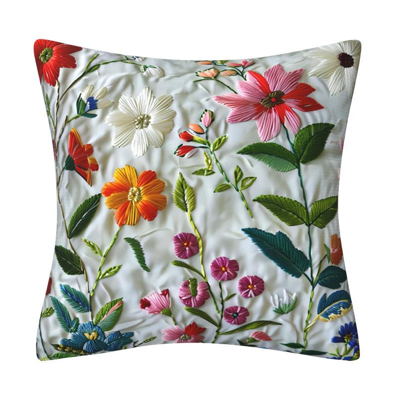 Velvet Throw Pillow Covers Floral Orange Red Botanical Pillowcases for Living Room Bedroom Sofa Bed Decoration Cushion Cover