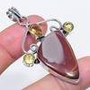 Natural Noreena Jasper, Citrine 925 Sterling Silver Jewelry Pendant 2.36" D4o19