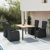 VidaXL 5pcs Garden Dining Set Black Poly Rattan and Acacia, Dining Set, Dining Set 3157608