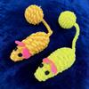 Knitted Mouse Cat Toy, Interactive Plush Mouse Toy with Ball Tail for Indoor Cats