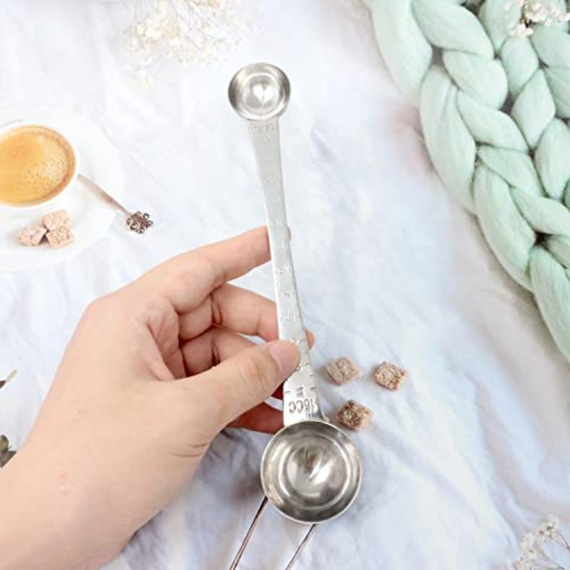 1PCS Stainless Steel Double Head Coffee Measuring Scoop Spoon 1 Tsp 5ml and 1 Tbsp (15ml) Dual-Measure Long-Handle Spoon with