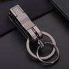 Creative Personality Metal Anti-Lost Keychain for Men with Double Rings and Detachable Belt Pendant