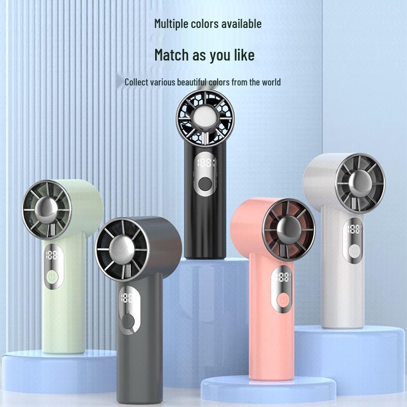 Rechargeable High-Speed Portable USB Handheld Fan with Long Battery and Digital Display for Outdoor Use