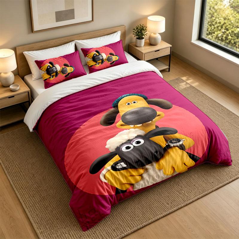 3Pcs Bedding SetSheep Soft Bed Sheet and Two Pillowcases Home Bedroom Decor