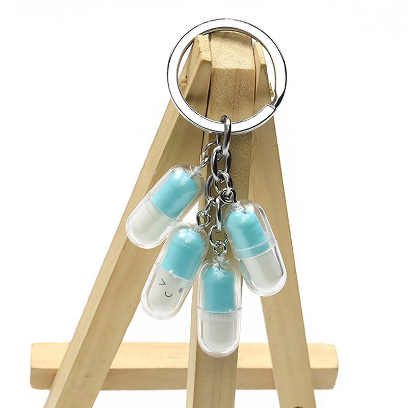 Милый смайлик капсула брелок смешной таблетка наркотик кулон акриловый брелок женская сумка подарочный брелок мини модель капсула