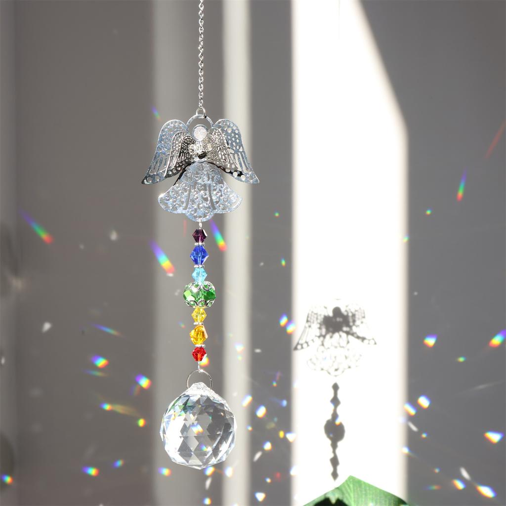 Crystal Sun Catcher Metal Piece Owl Tree Love Fan Angel Pendant Suncatcher Outdoor Garden Decor Rainbow Maker Home Decors 2025