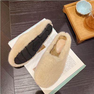 Мягкие тапочки Женская верхняя одежда Модная домашняя зимняя теплая плюшевая хлопковая тапочка на плоской подошве с женской обувью Женская дизайнерская обувь