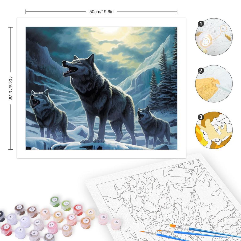Frame Modern Painting By Numbers For Adults Canvas Painting Wolf Animal Winter Picture Drawing Home Decoration Unique Gift 40x50cm